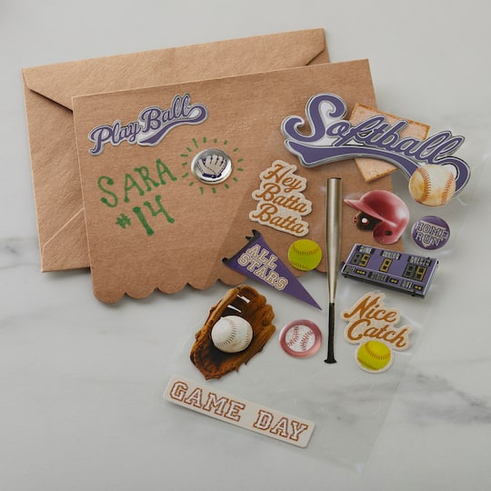 12 Pack: Softball Dimensional Stickers by Recollections™